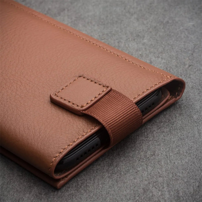 QIALINO Cowhide Leather Pouch Wallet Phone Cover for iPhone XS Max 6.5 inch - Brown - 4
