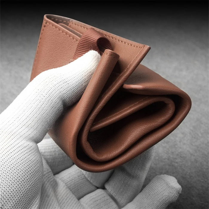 QIALINO Cowhide Leather Pouch Wallet Phone Case for iPhone XR 6.1 inch - Brown - 3