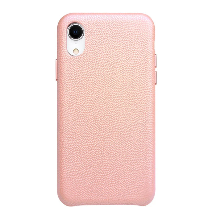 QIALINO Delicate Litchi Texture Calf Skin Genuine Leather Coated PC Back Shell for iPhone XR 6.1 inch - Pink - 4