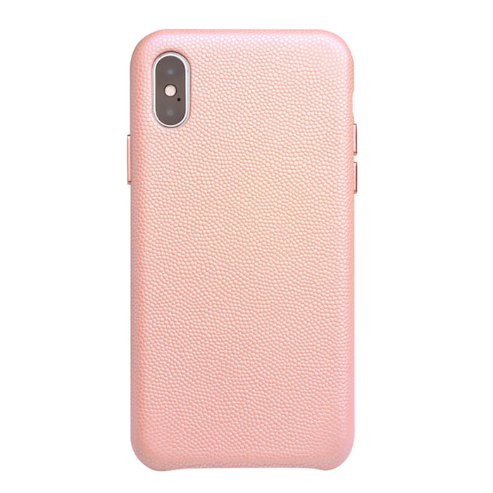QIALINO Classic Litchi Texture Calf Skin Genuine Leather Coated PC Back Shell for iPhone XS Max 6.5 inch - Pink - 3