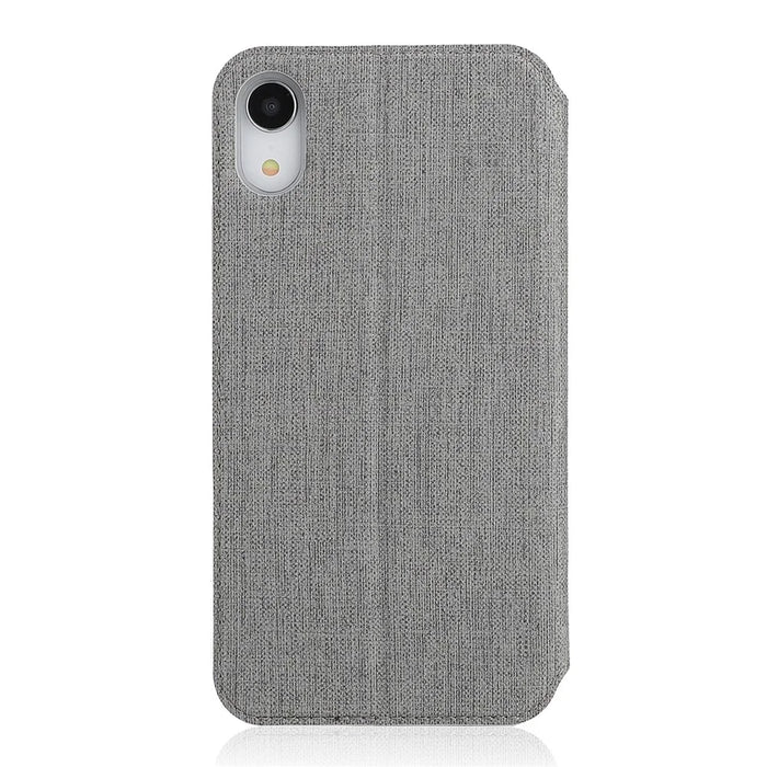 VILI DMX Cross Texture PU Leather Stand Cover with Card Slots for iPhone XR 6.1 inch - Grey - 3