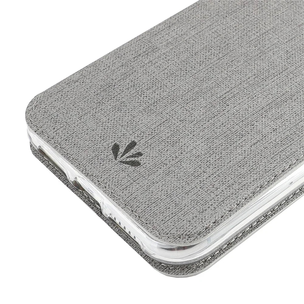VILI DMX Cross Texture PU Leather Stand Cover with Card Slots for iPhone XR 6.1 inch - Grey - 7