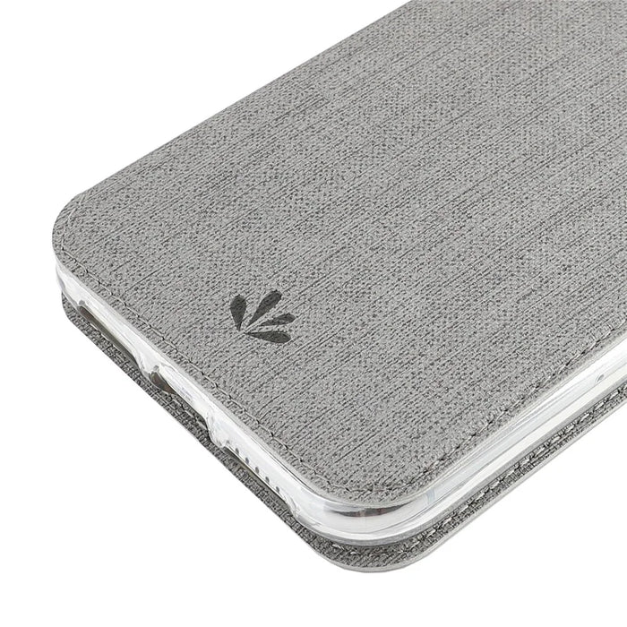 VILI DMX Cross Texture PU Leather Stand Cover with Card Slots for iPhone XR 6.1 inch - Grey - 7