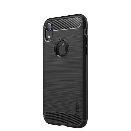 MOFI Carbon Fiber Texture Brushed TPU Phone Case for iPhone XR 6.1 inch - Black - 1