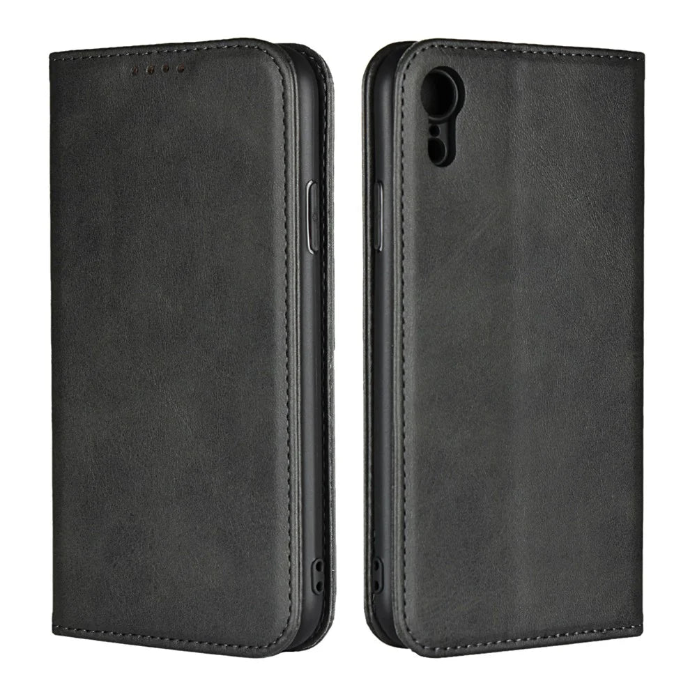Magnetic Stand Leather Wallet Case for iPhone XR 6.1 inch - Black - 1