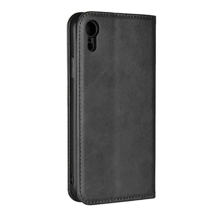 Magnetic Stand Leather Wallet Case for iPhone XR 6.1 inch - Black - 3