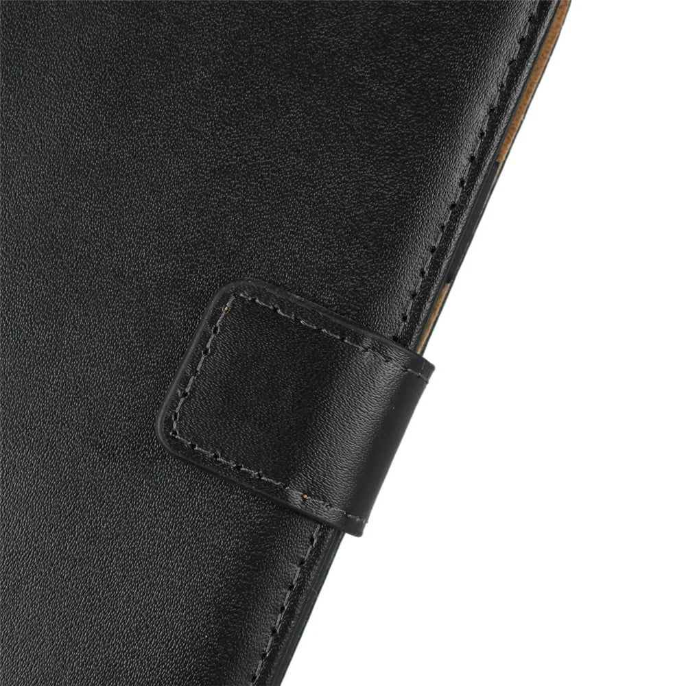 For iPhone XS 5.8 inch Genuine Split Leather Stand Wallet Flip Case - Black - 7