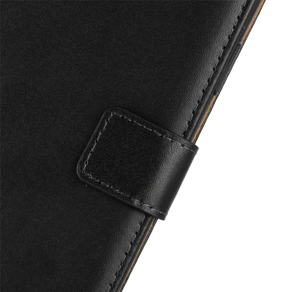 For iPhone XS Max 6.5 inch Genuine Split Leather Stand Wallet Folio Case - Black - 7
