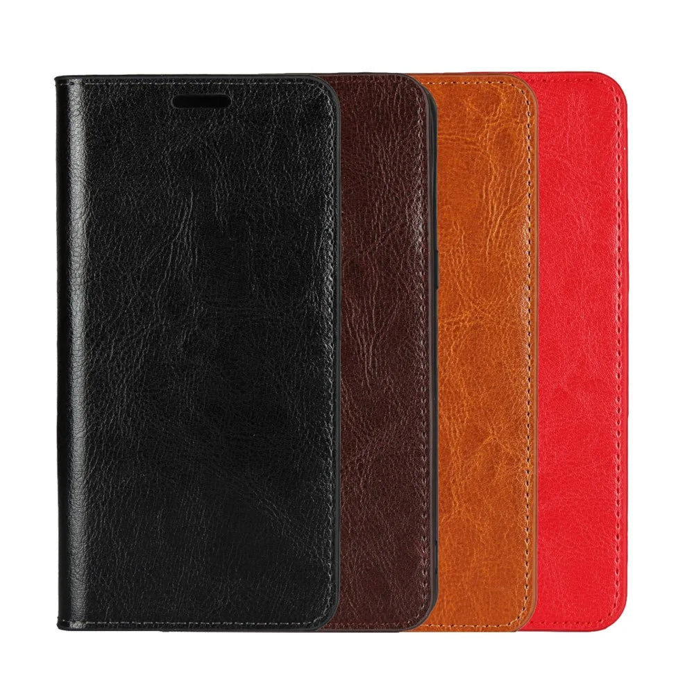 Crazy Horse Texture Genuine Leather Cover for iPhone XR 6.1 inch, Shockproof TPU Wallet Viewing Stand Flip Phone Case - Black - 7