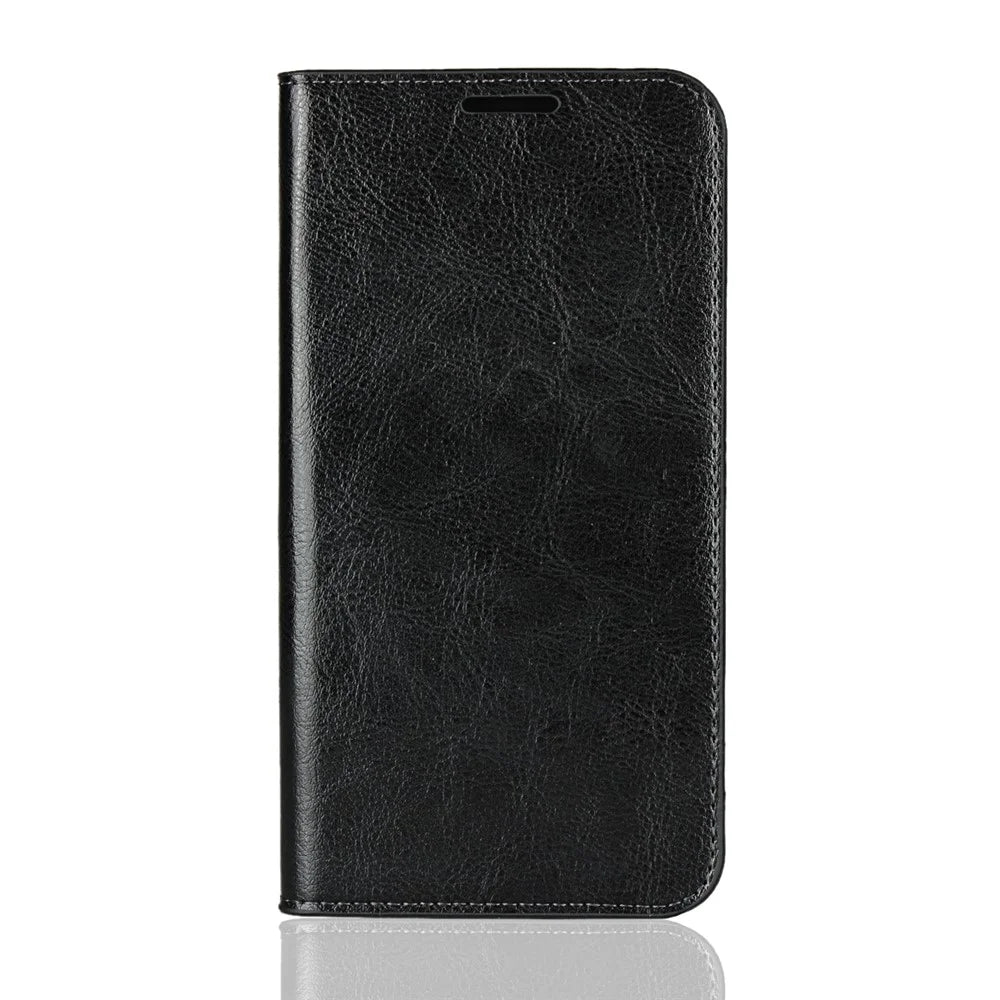 For iPhone XS Max 6.5 inch Crazy Horse Genuine Leather Wallet Case with Stand - Black - 2
