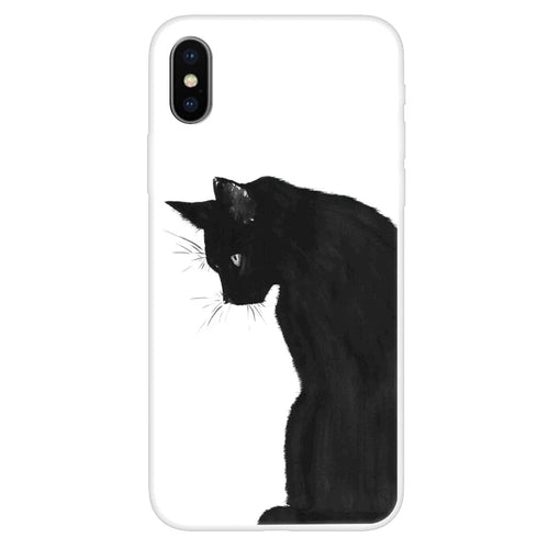For iPhone XS / X 5.8 inch Pattern Printing TPU Soft Cover - Black Cat - 1