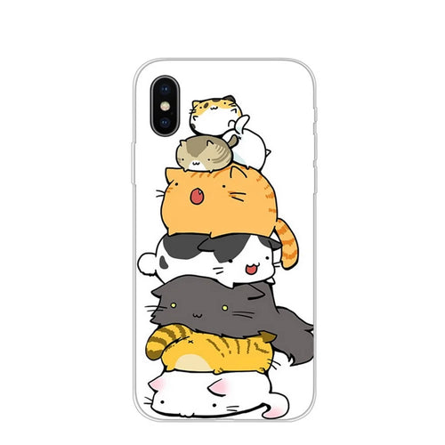 Pattern Printing TPU Soft Case for iPhone XS / X 5.8 inch - Lovely Cats - 1