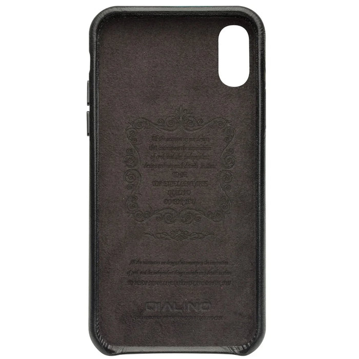 QIALINO for iPhone XS Max 6.5 inch Genuine Leather Coated PC Hard Case - Black - 3