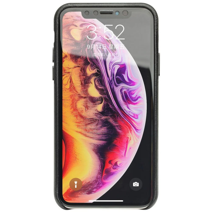 QIALINO for iPhone XS Max 6.5 inch Genuine Leather Coated PC Hard Case - Black - 5