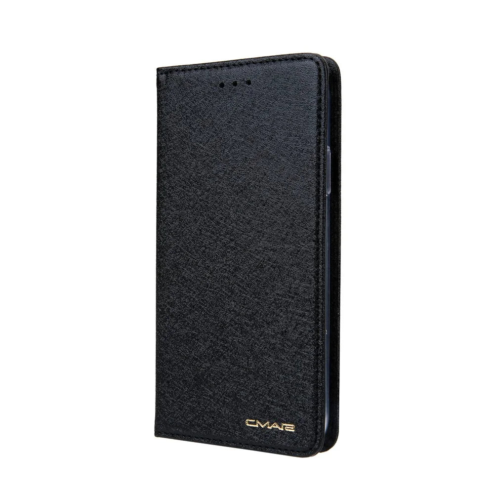 CMAI2 Silk Texture PU Leather Flip Case for iPhone XR 6.1 inch - Black - 2