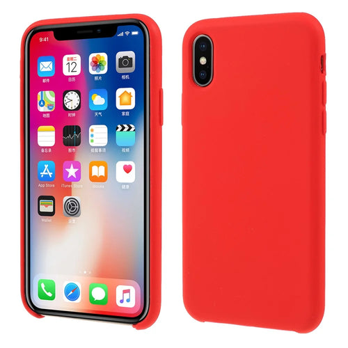 For iPhone XS / X 5.8 inch Solid Silicone Protection Case - Red - 1