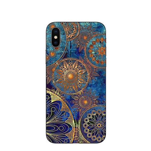 Pattern Printing Soft TPU Cover Shell Case for iPhone XS/X 5.8 inch - Mandala Flower - 1