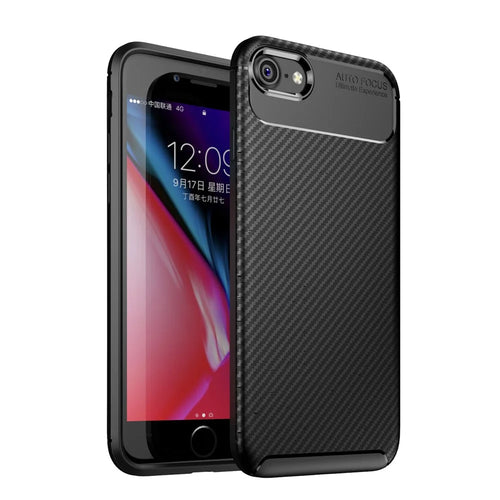 Beetle Series Carbon Fiber TPU Protection Cellphone Case for iPhone 7 / 8 / SE (2020) / SE (2022) - Black - 1