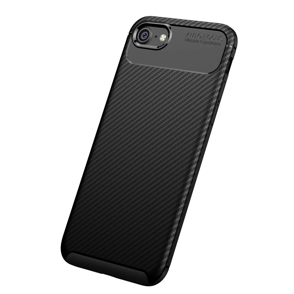 Beetle Series Carbon Fiber TPU Protection Cellphone Case for iPhone 7 / 8 / SE (2020) / SE (2022) - Black - 3