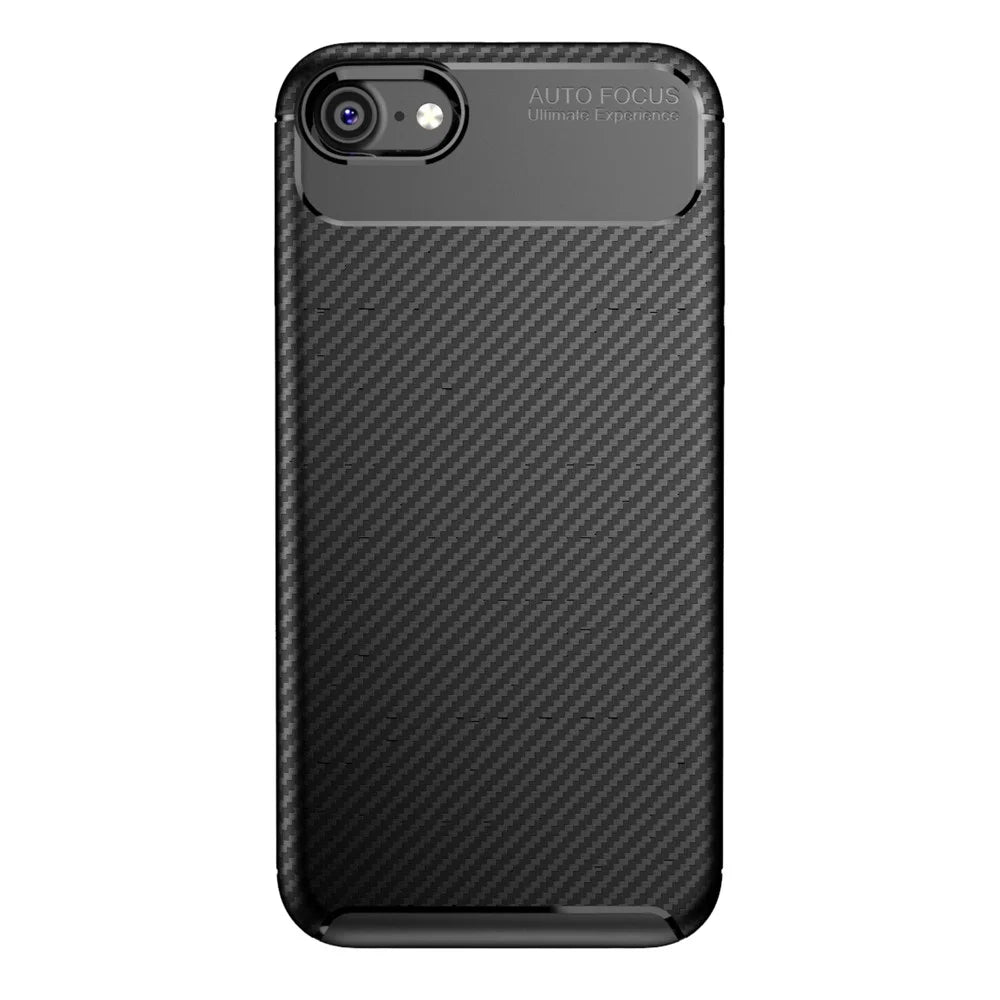 Beetle Series Carbon Fiber TPU Protection Cellphone Case for iPhone 7 / 8 / SE (2020) / SE (2022) - Black - 6