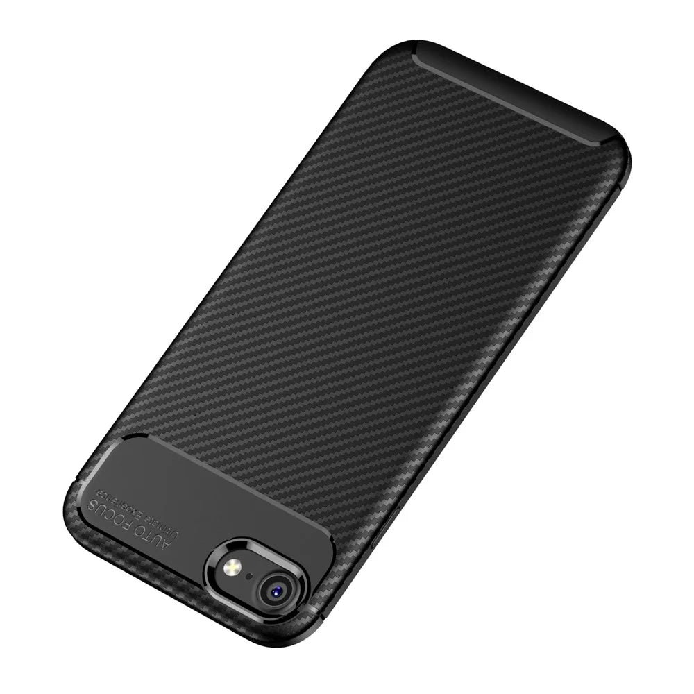 Beetle Series Carbon Fiber TPU Protection Cellphone Case for iPhone 7 / 8 / SE (2020) / SE (2022) - Black - 7