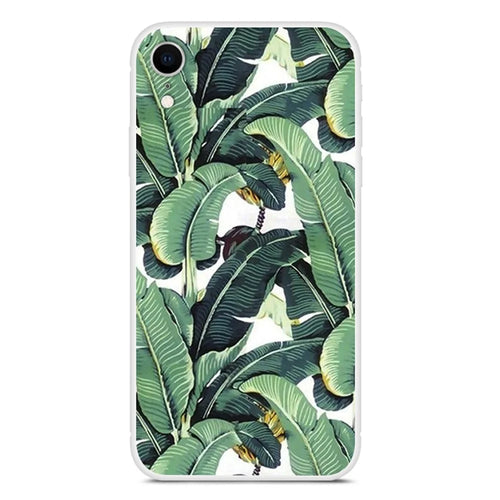 For iPhone XR 6.1 inch Pattern Printing TPU Mobile Phone Case - Banana Leaves - 1
