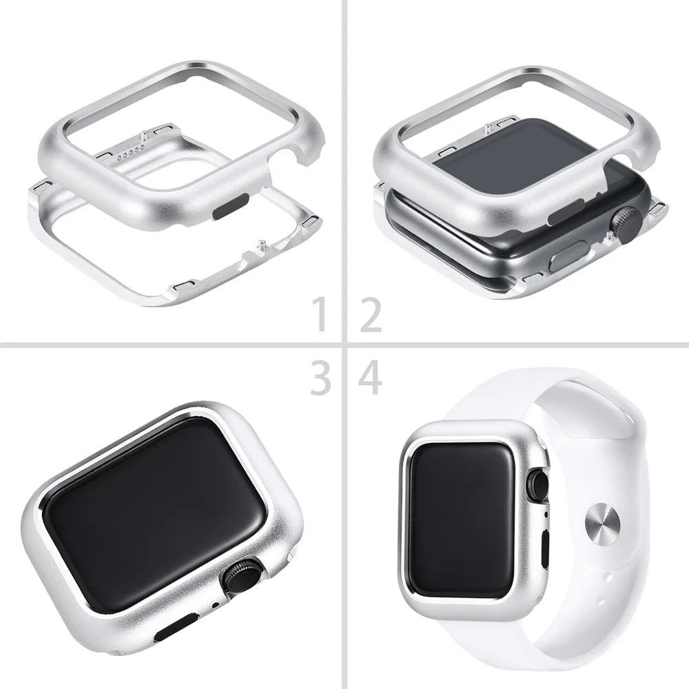 Magnetic Adsorption Metal Frame Protector Cover for Apple Watch Series SE3 / SE2 / SE1 /  6 / 5 / 4 40mm - Silver - 5