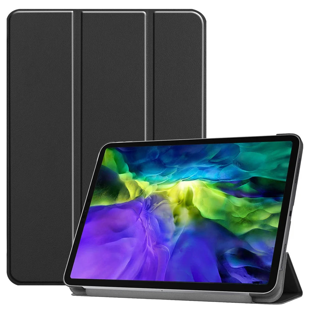 PU Leather Cover for iPad Pro 11-inch (2022) / (2021) / (2020) / (2018) Tri-Fold Stand Smart Case - Black - 1