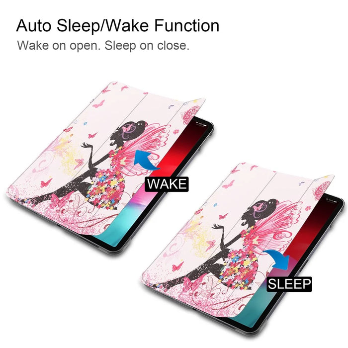 Pattern Printing Smart PU Leather Tri-fold Stand Tablet Shell for iPad Pro 11-inch (2018) - Fairy and Butterflies - 4
