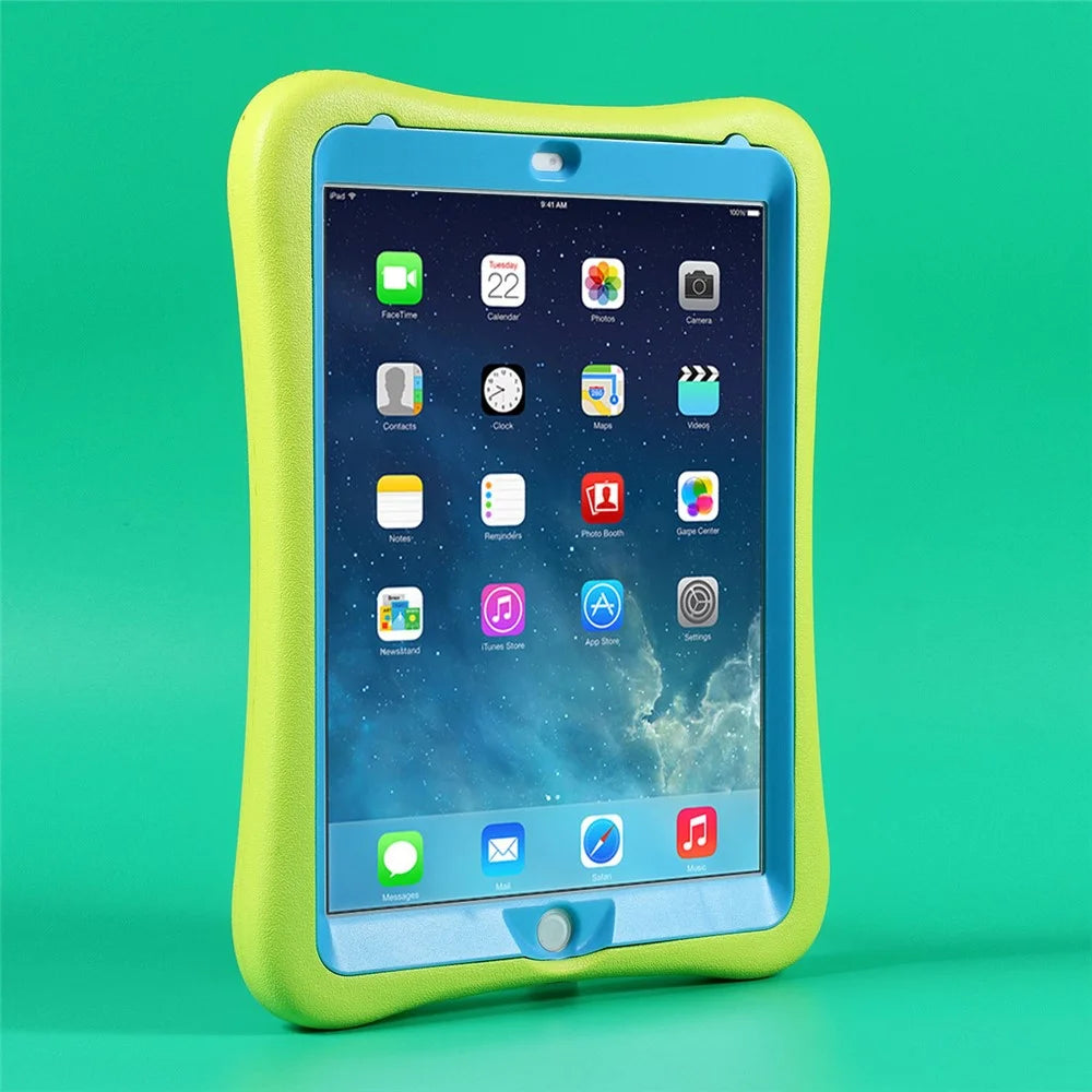 PEPKOO Cool EVA Shockproof Case with 360 Degree Rotary Kickstand for iPad 9.7-inch (2018) / (2017) - Green / Blue - 2