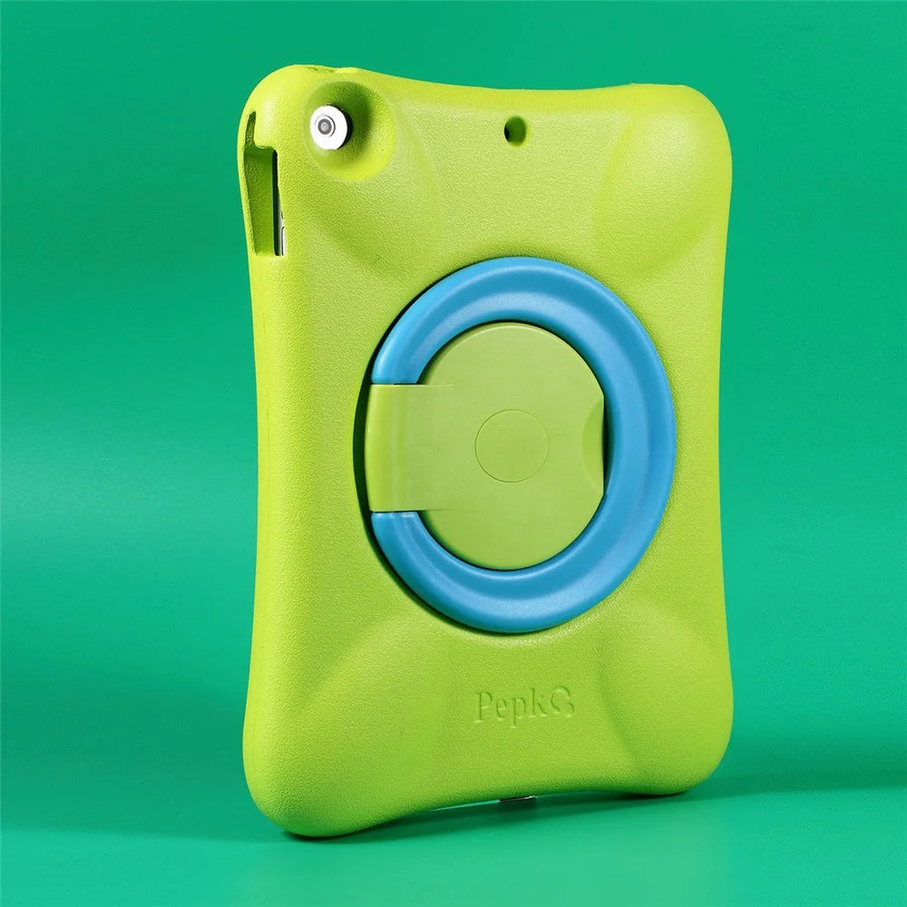 PEPKOO Cool EVA Shockproof Case with 360 Degree Rotary Kickstand for iPad 9.7-inch (2018) / (2017) - Green / Blue - 3