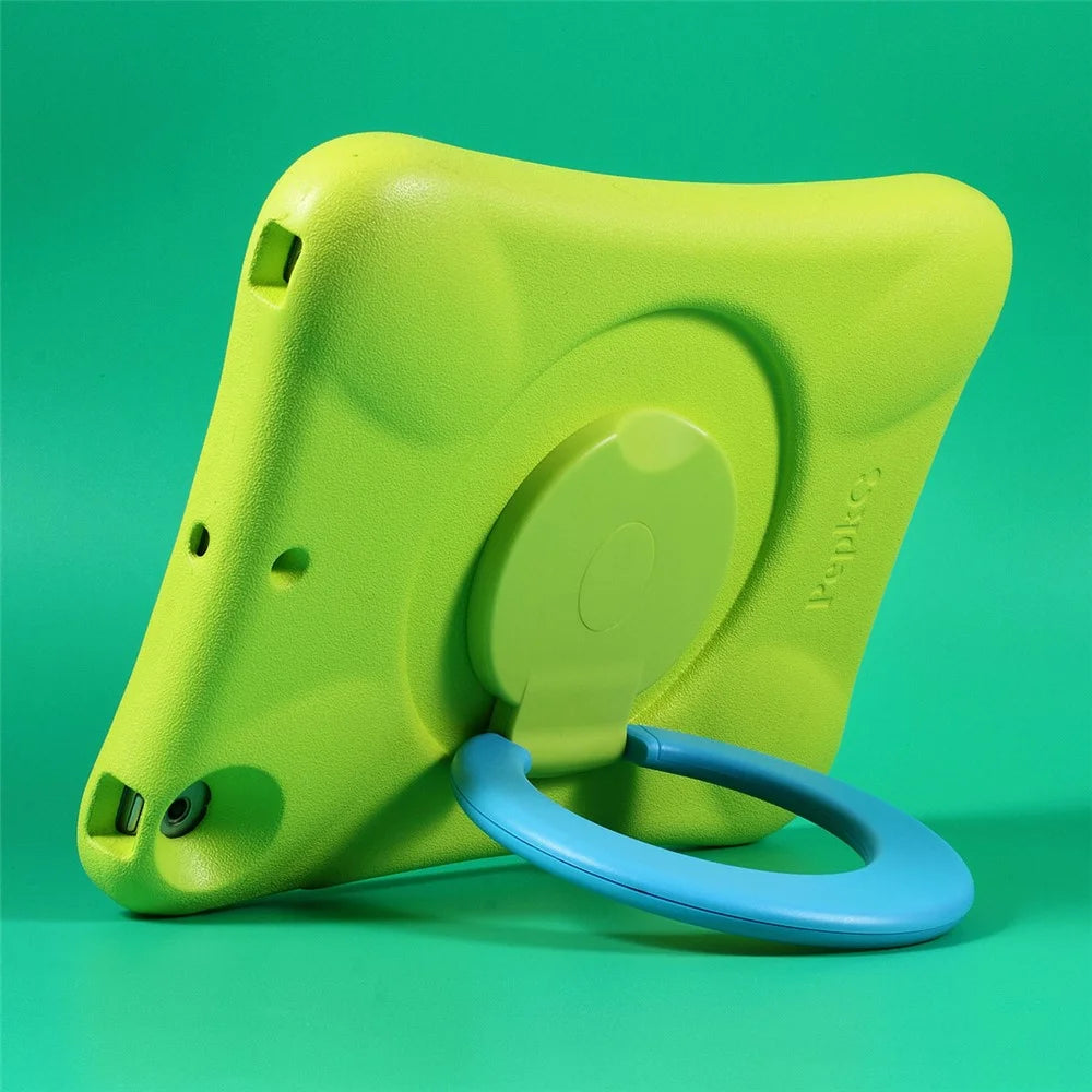 PEPKOO Cool EVA Shockproof Case with 360 Degree Rotary Kickstand for iPad 9.7-inch (2018) / (2017) - Green / Blue - 4