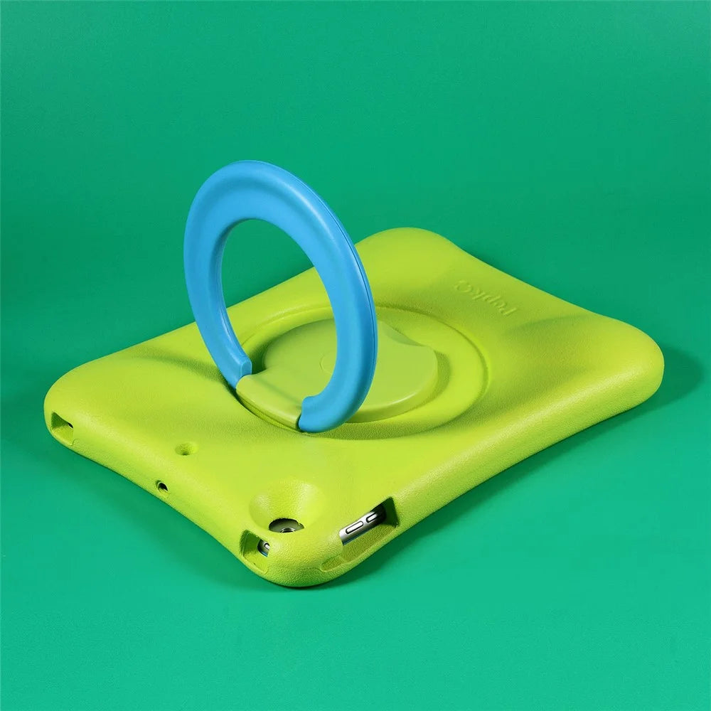 PEPKOO Cool EVA Shockproof Case with 360 Degree Rotary Kickstand for iPad 9.7-inch (2018) / (2017) - Green / Blue - 7