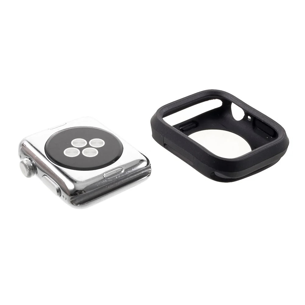 Soft Silicone Protective Bumper Cover for Apple Watch Series SE3 / SE2 / SE1 /  6 / 5 / 4 44mm - All Black - 7