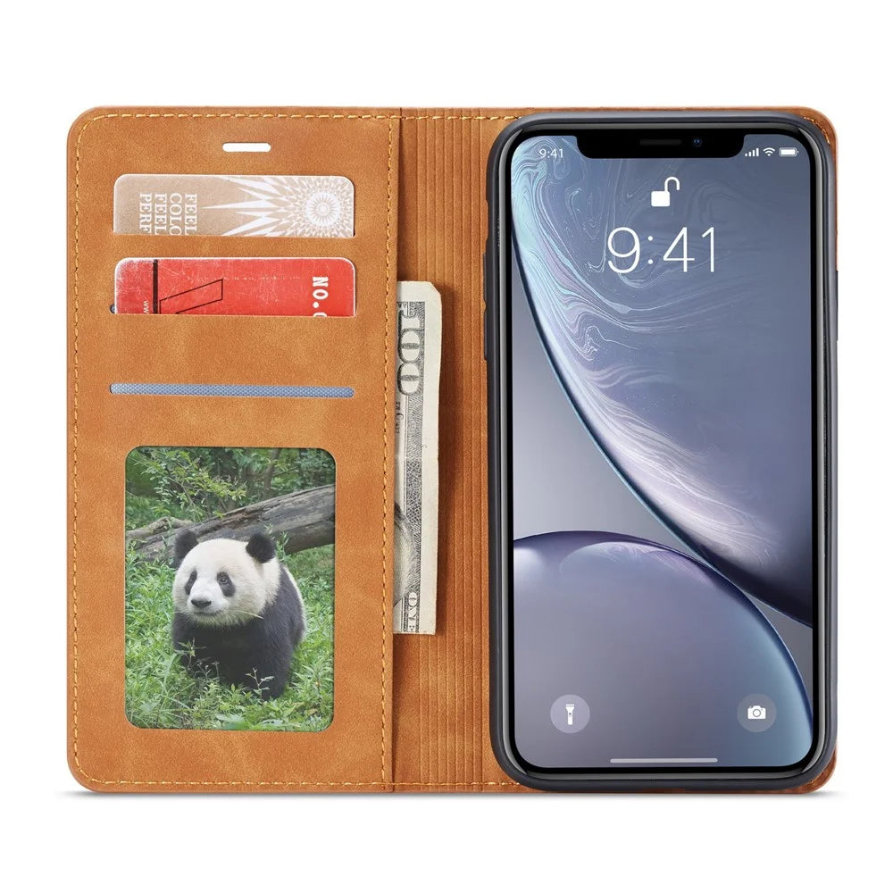FORWENW Fantasy Series Silky Touch Leather Wallet Case for iPhone XR 6.1 inch - Brown - 4