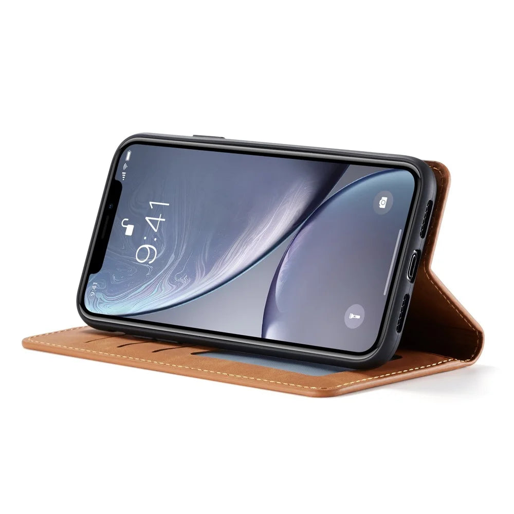 FORWENW Fantasy Series Silky Touch Leather Wallet Case for iPhone XR 6.1 inch - Brown - 5