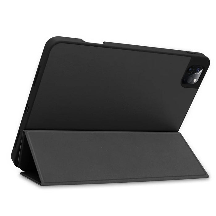 For iPad Pro 12.9 (2022) / (2021) / (2020) / (2018) PU Leather Stable Tri-fold Stand Stand Tablet Flip Case [with Pen Slot] - Black - 4
