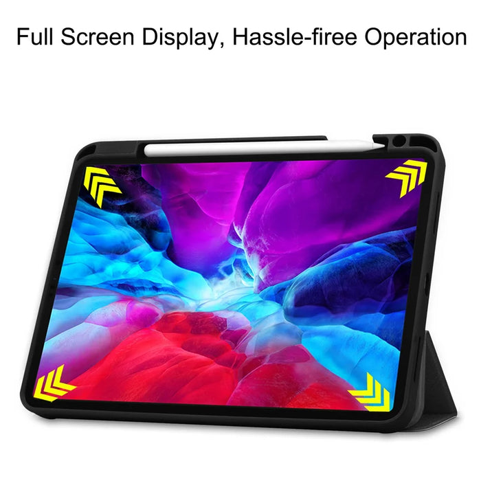 For iPad Pro 12.9 (2022) / (2021) / (2020) / (2018) PU Leather Stable Tri-fold Stand Stand Tablet Flip Case [with Pen Slot] - Black - 7