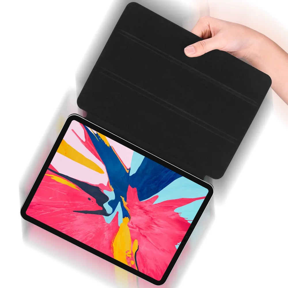 Tablet Cover for iPad Air 11 (2026) / (2025) / (2024) / Air (2022) / (2020) / Pro 11-inch (2018) Magnetic Attraction Tri-Fold Smart Leather Case - Black - 3
