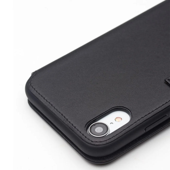QIALINO Top Layer Cowhide Leather Magnetic Clasp Phone Case for iPhone XR 6.1 inch - Black - 3