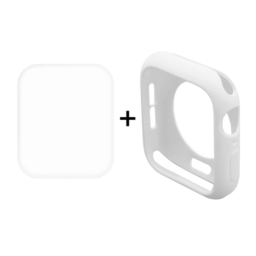 HAT PRINCE for Apple Watch Series SE3 / SE2 / SE1 /  6 / 5 / 4 40mm TPU Protective Case + 3D Full Size Curved Hot Bending HD Clear PET Film - White - 1