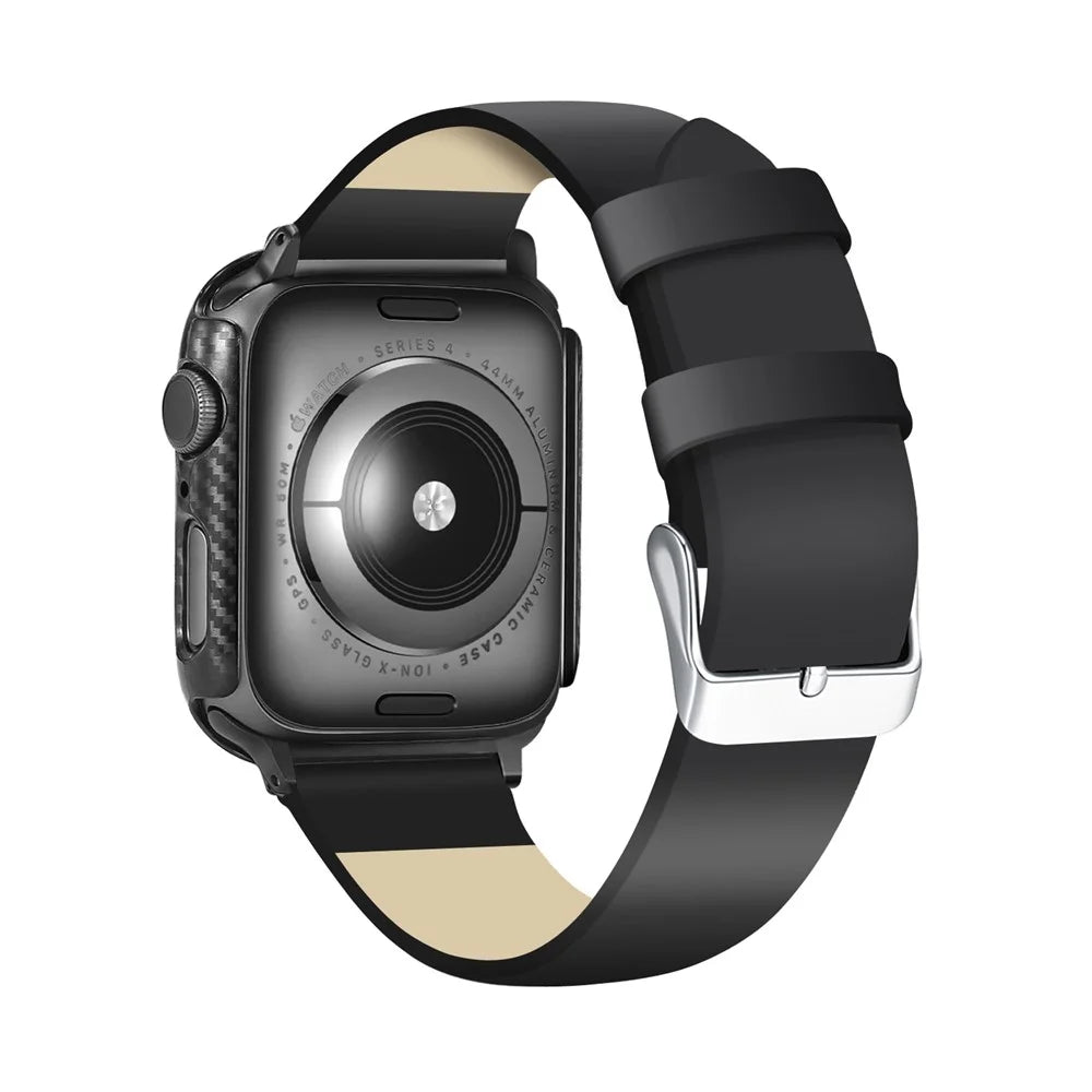 HAT PRINCE for Apple Watch Series SE3 / SE2 / SE1 /  6 / 5 / 4 40mm Carbon Fiber Texture TPU Protective Case + 3D Full Size Curved Hot Bending HD Clear PET Film - 5