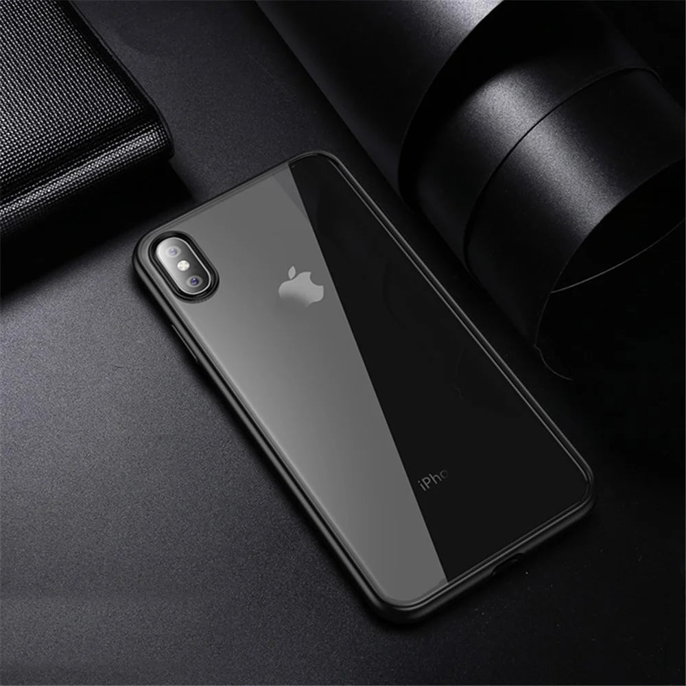 IPAKY Clear PC and TPU Hybrid Shockproof Cover for iPhone XS 5.8 inch - Black - 1