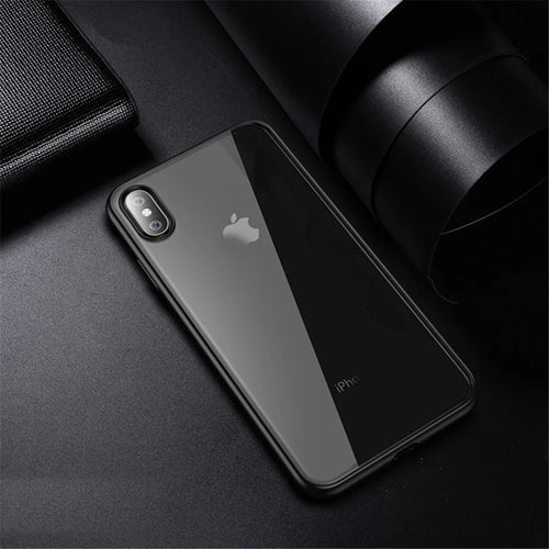 IPAKY Clear PC and TPU Hybrid Shockproof Cover for iPhone XS 5.8 inch - Black - 1