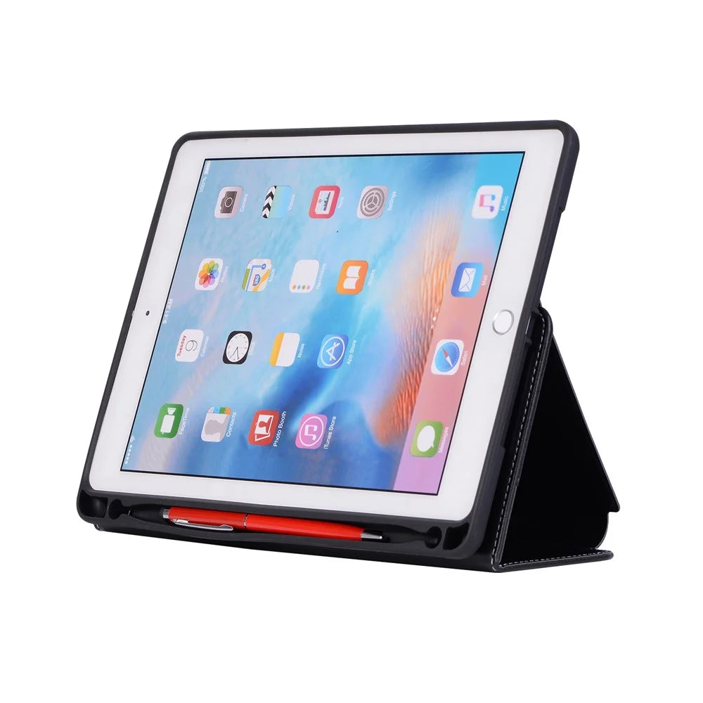 PU Leather Wallet Stand Tablet Case with Pen Slot for iPad 9.7-inch (2018)/9.7-inch (2017)/Air 2/Air - Black - 4