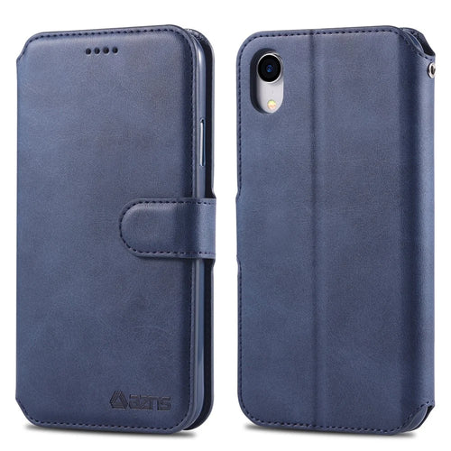 AZNS Leather Stand Cover with Card Slots for iPhone XR 6.1 inch - Blue - 1