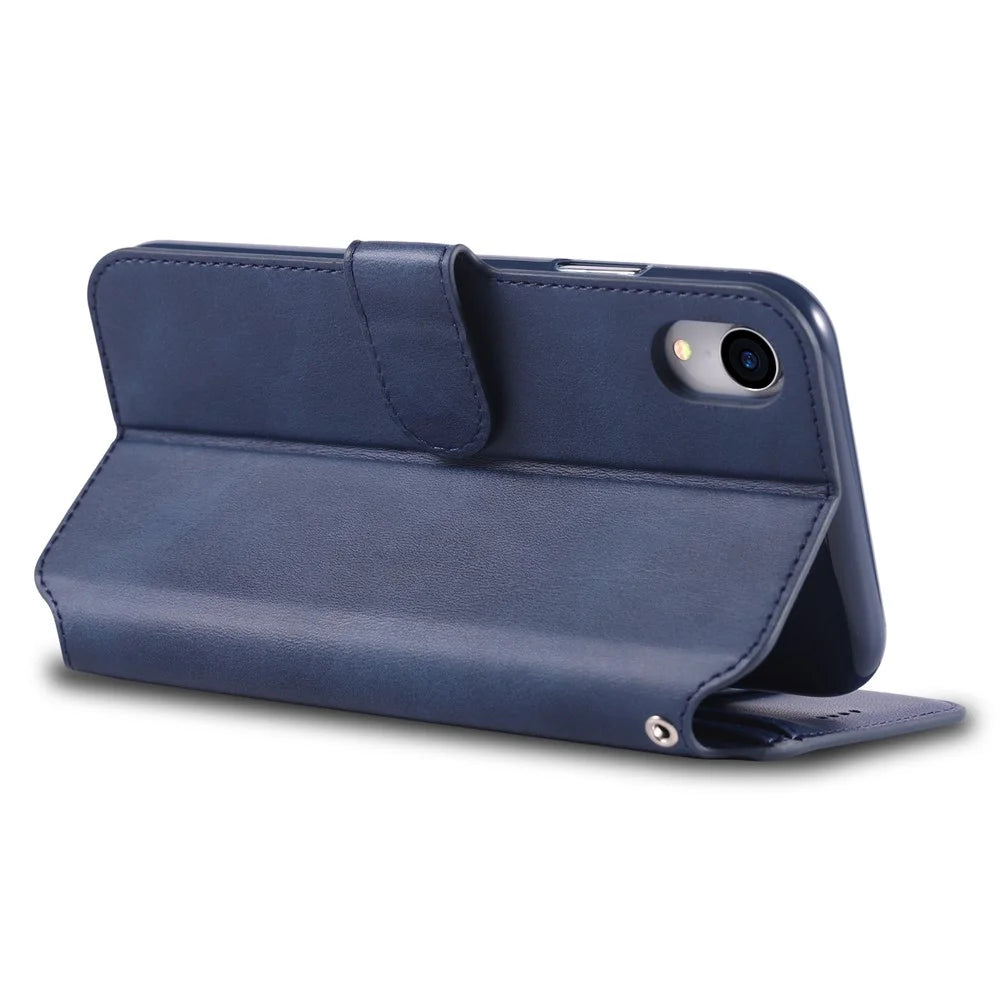 AZNS Leather Stand Cover with Card Slots for iPhone XR 6.1 inch - Blue - 3