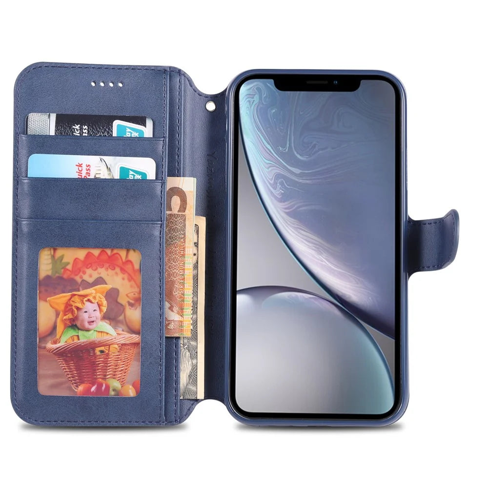 AZNS Leather Stand Cover with Card Slots for iPhone XR 6.1 inch - Blue - 4