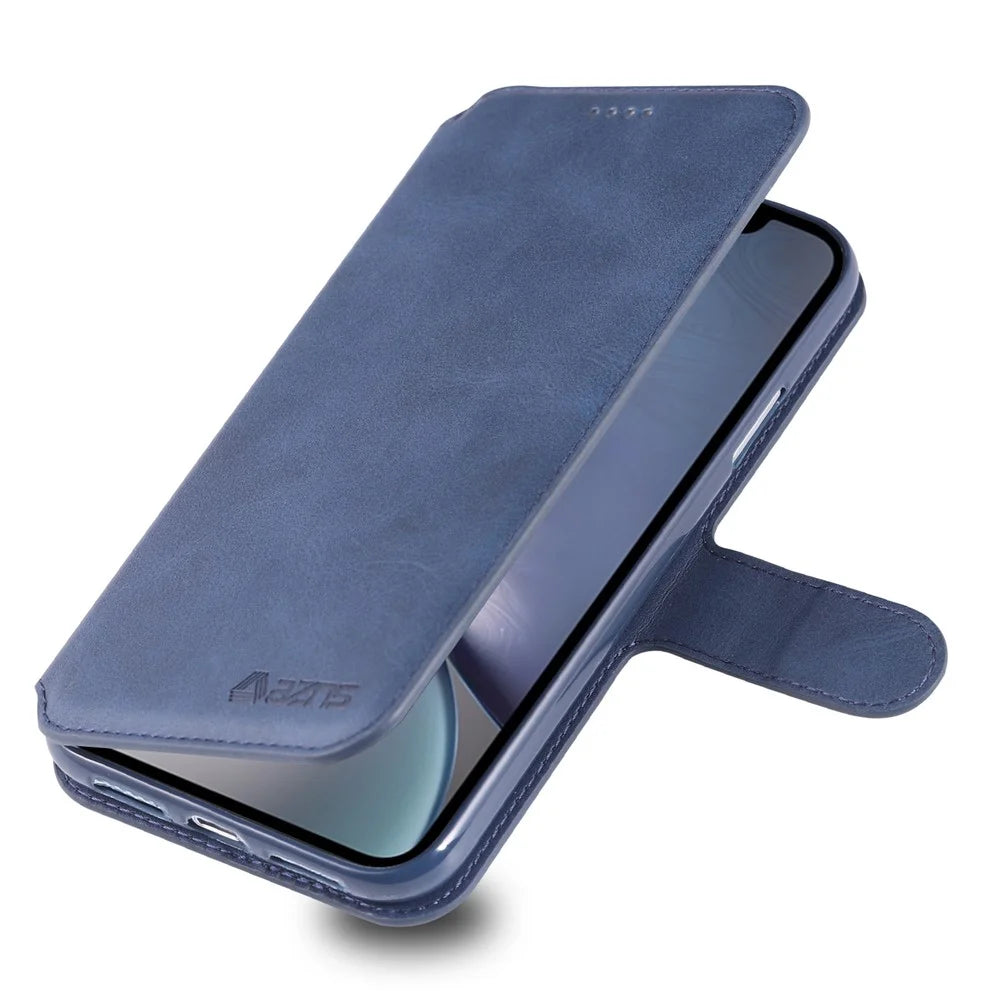 AZNS Leather Stand Cover with Card Slots for iPhone XR 6.1 inch - Blue - 5
