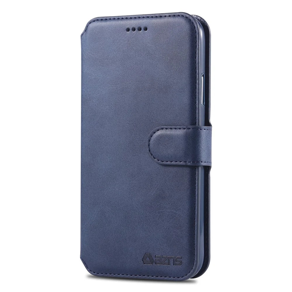 AZNS Leather Stand Cover with Card Slots for iPhone XR 6.1 inch - Blue - 6